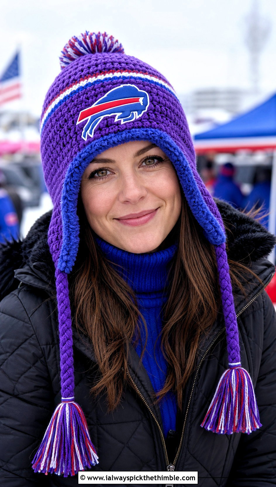 Buffalo Bills Trapper Hat With Quilted Coat And Snow Boots - 20 Buffalo Bills Crochet Hat outfit ideas
