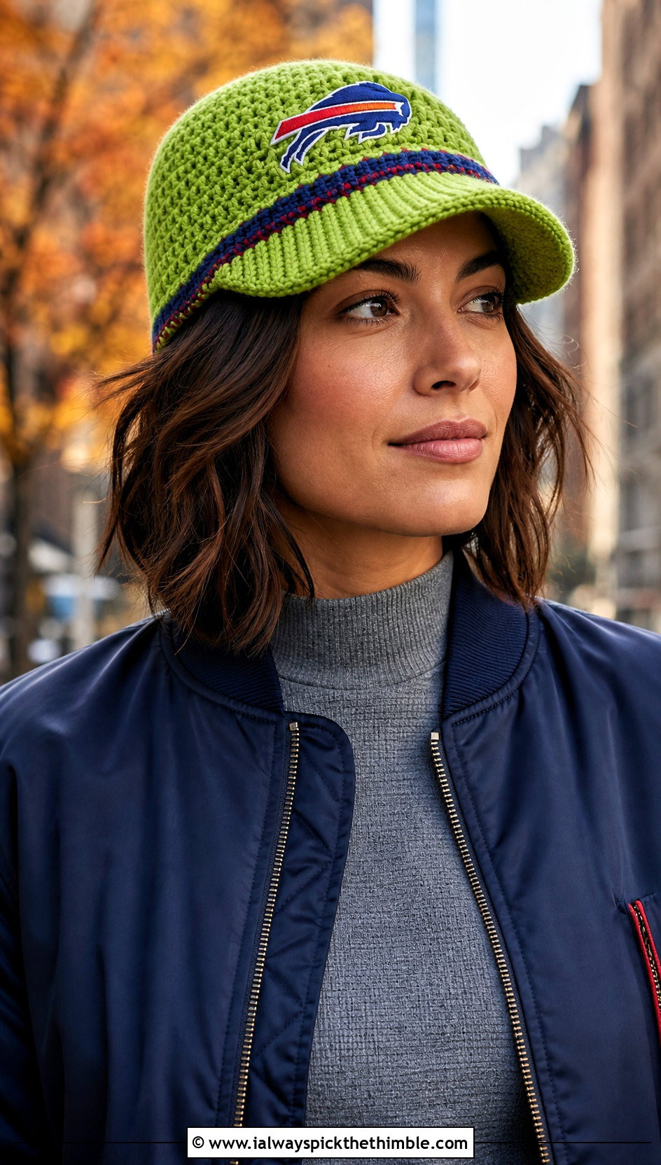 Buffalo Bills Visor Beanie With Bomber Jacket And Cargo Skirt - 20 Buffalo Bills Crochet Hat outfit ideas