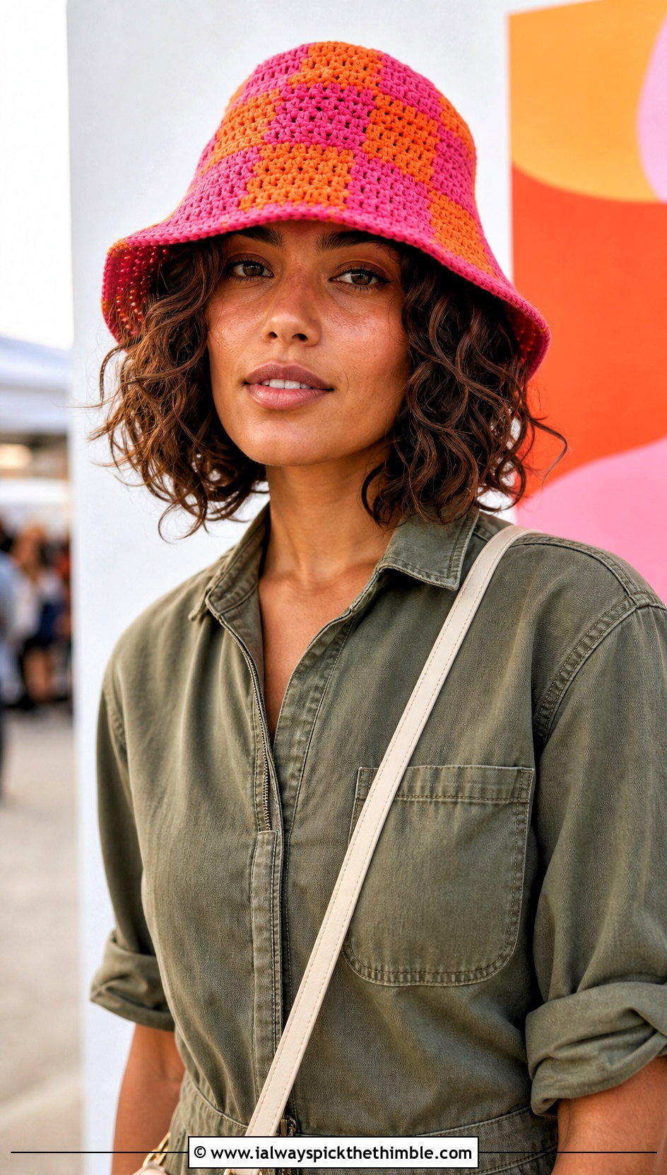Buffalo Plaid Crochet Bucket Hat With Utility Jumpsuit - 20 Buffalo Plaid Crochet Hat outfit ideas