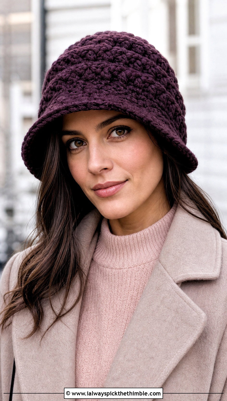 Bulky Crochet Cloche Hat With Sweater Dress - 15 Easy Bulky Crochet Hat outfit ideas