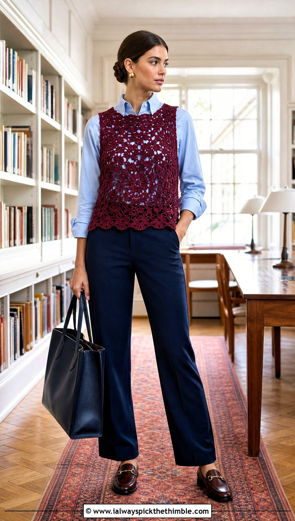 Burgundy Crochet Lace Vest Top With Button Down Shirt - 15 Crochet Lace Top In Burgundy outfit ideas