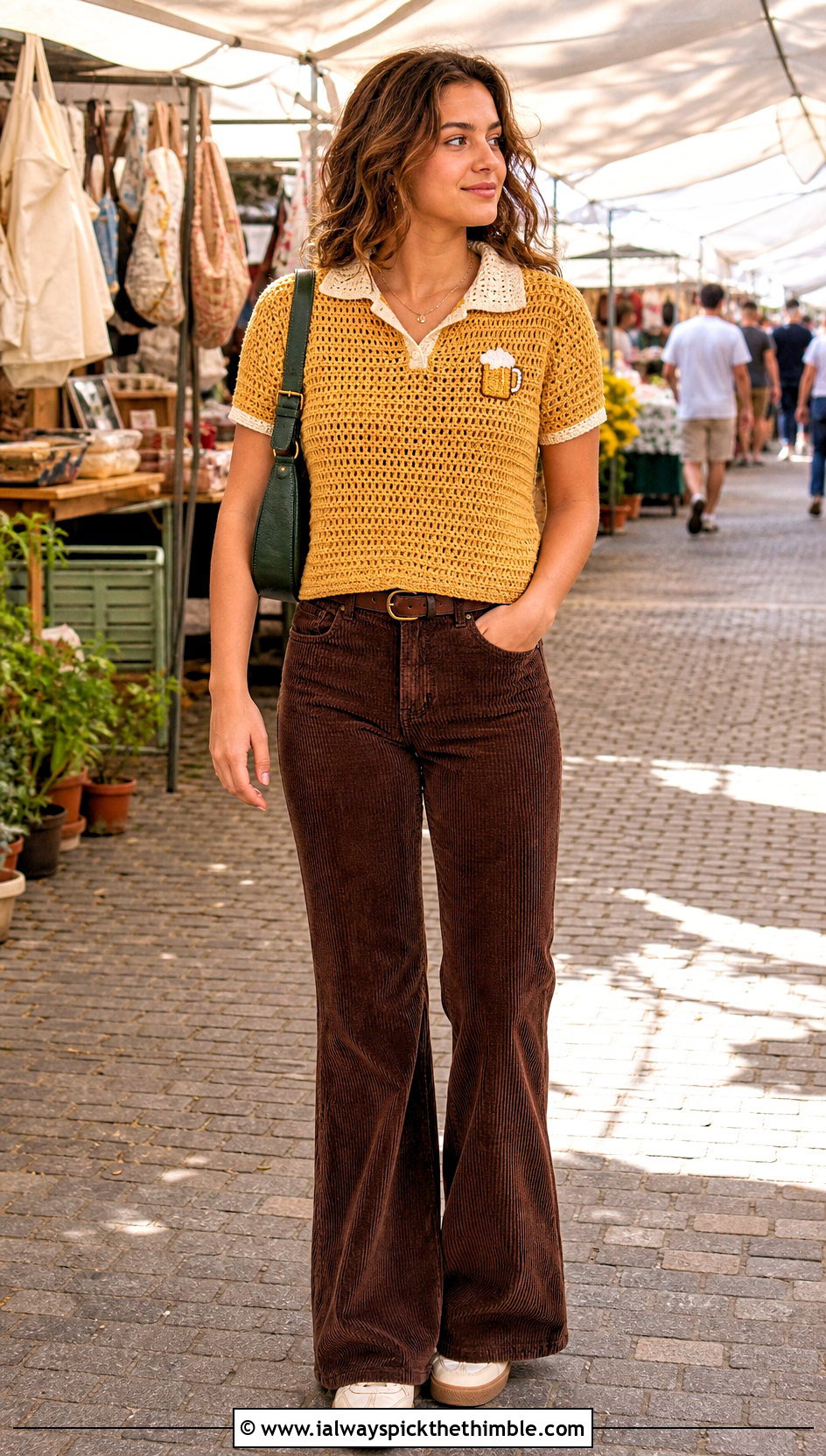 Butterbeer Crochet Polo With Corduroy Pants - 20 harry potter crochet clothes and outfit ideas