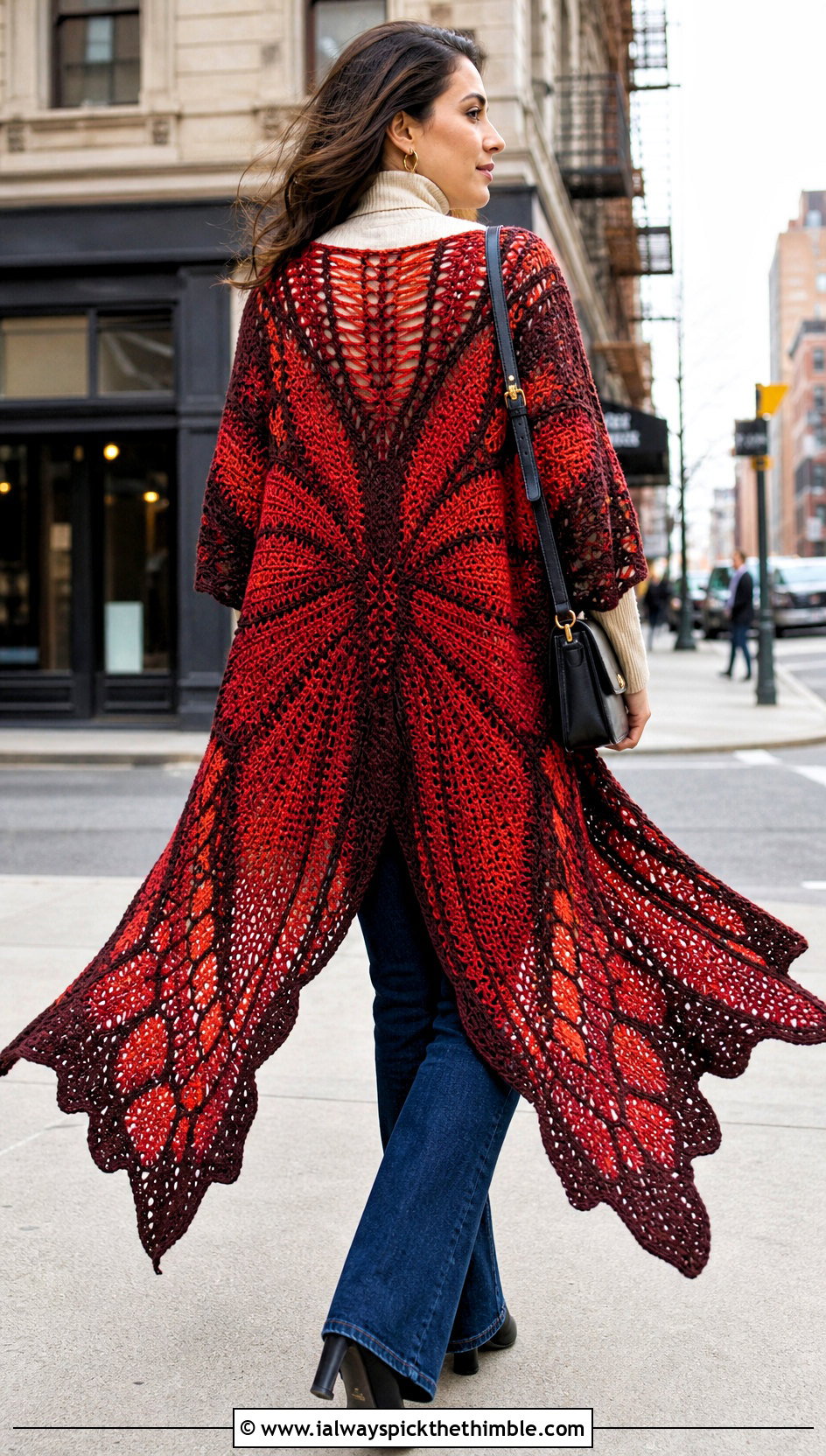 Butterfly Wing Crochet Duster With Jeans And Boots - 25 crochet butterfly cardigan outfit ideas