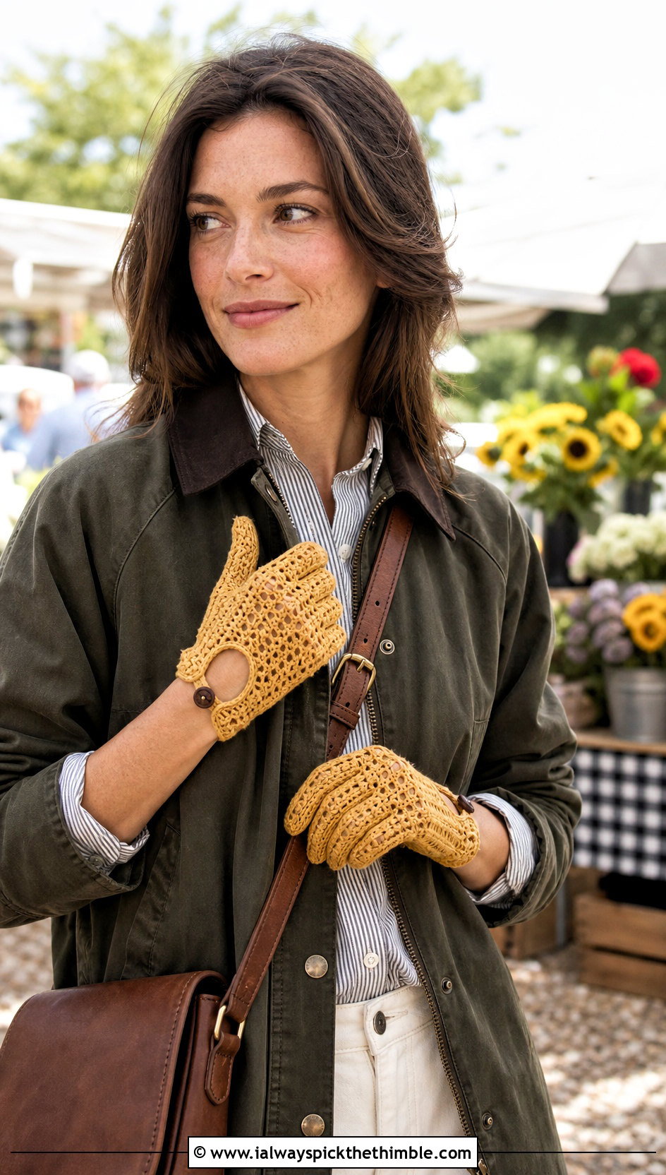 Button Cuff Crochet Driving Gloves With Barn Jacket - 20 Crochet Driving Gloves outfit ideas