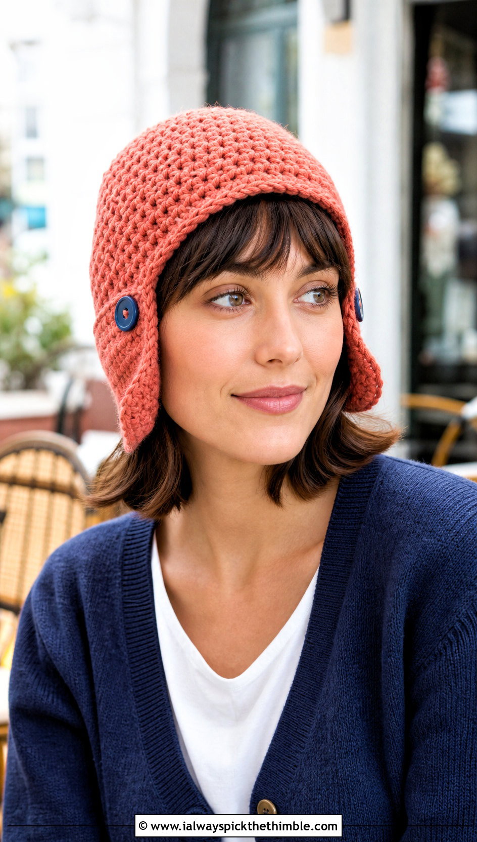 Button Flap Crochet Aviator Hat With Cardigan And Jeans - 20 crochet aviator hat outfit ideas