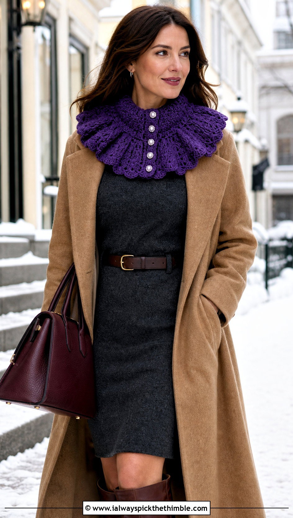Button Front Clown Crochet Ruffle Collar With Sweater Dress - 20 Clown Crochet Ruffle Collar outfit ideas