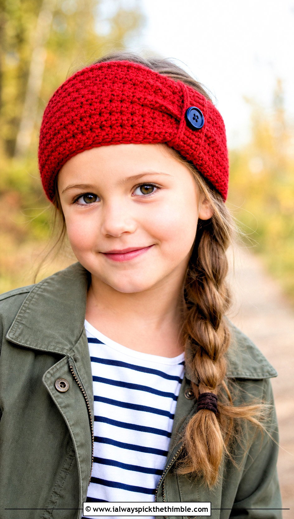 Buttoned Crochet Childs Headband With Utility Jacket - 20 Crochet Childs Headband outfit ideas