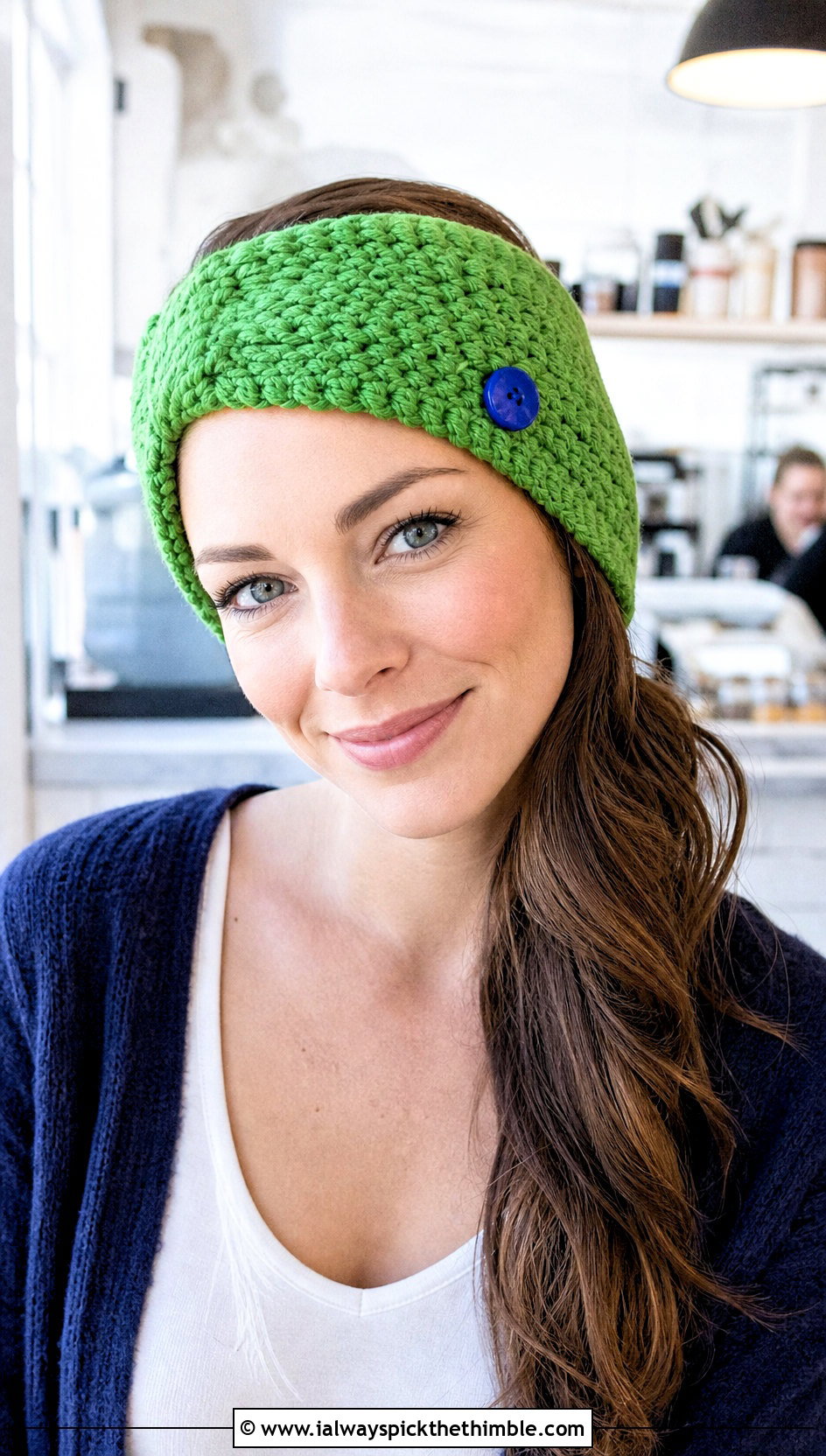 Buttoned Crochet Ear Warmer With Cardigan And Jeans - 25 crochet ear warmer outfit ideas