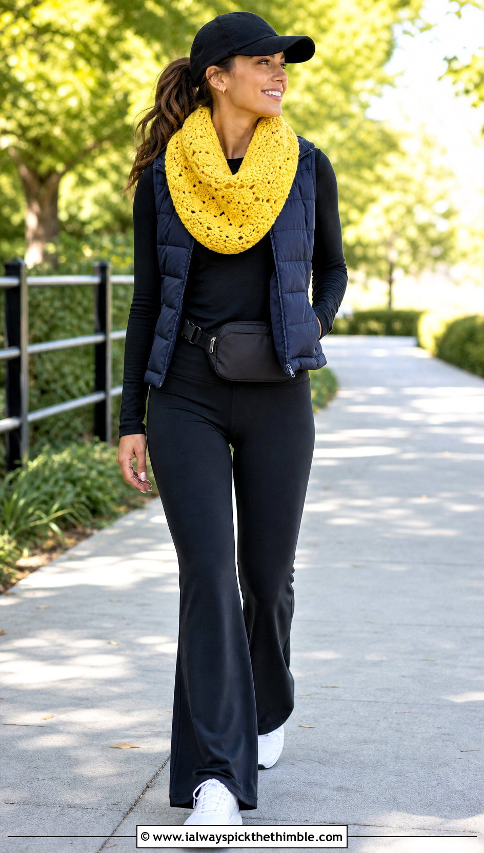 C2C One Skein Crochet Infinity Scarf With Puffer Vest - 15 One Skein Crochet Infinity Scarf outfit ideas