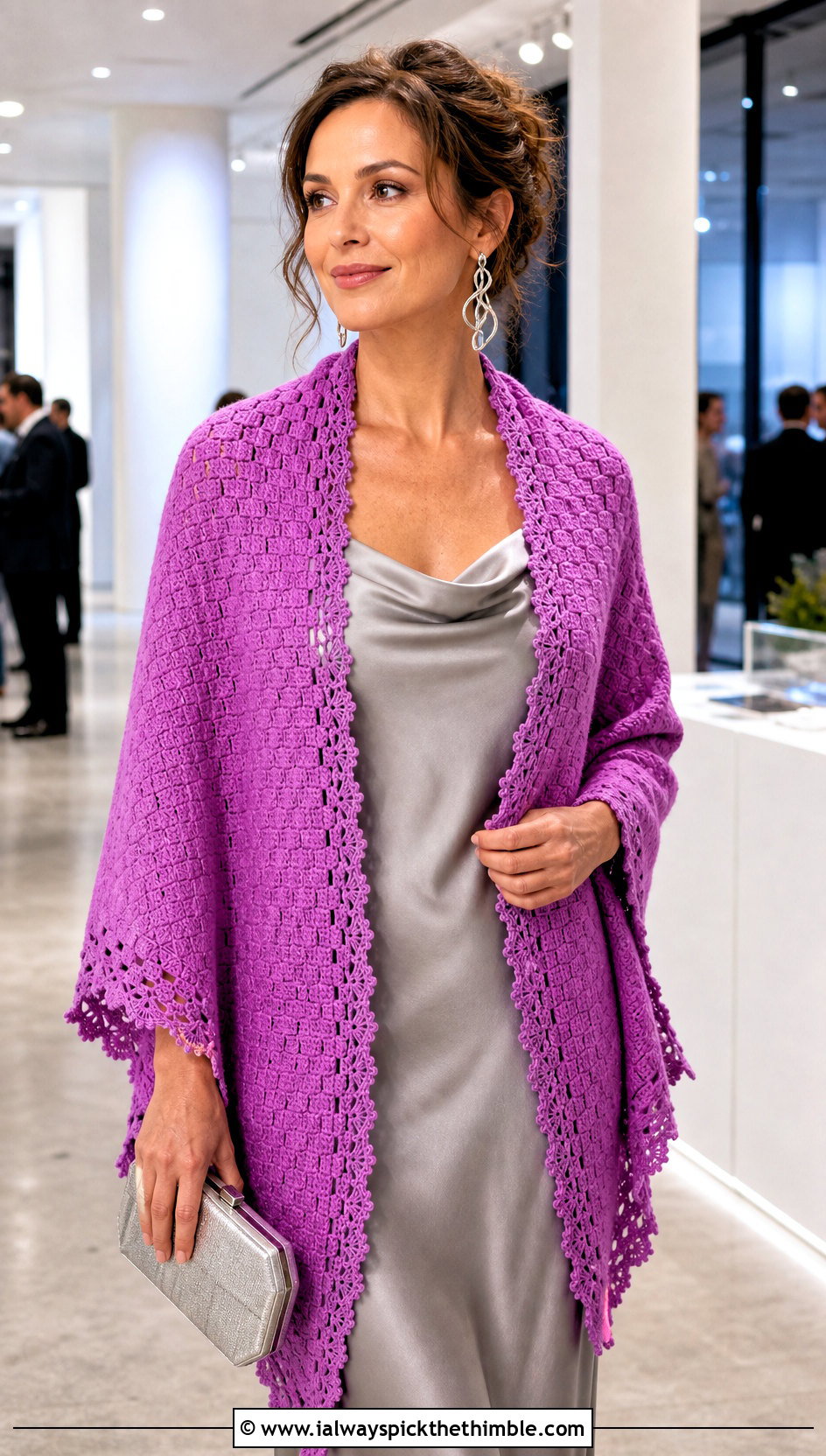 C2C Shawl Scarf With Satin Slip Dress And Mules - 25 c2c crochet scarf outfit ideas