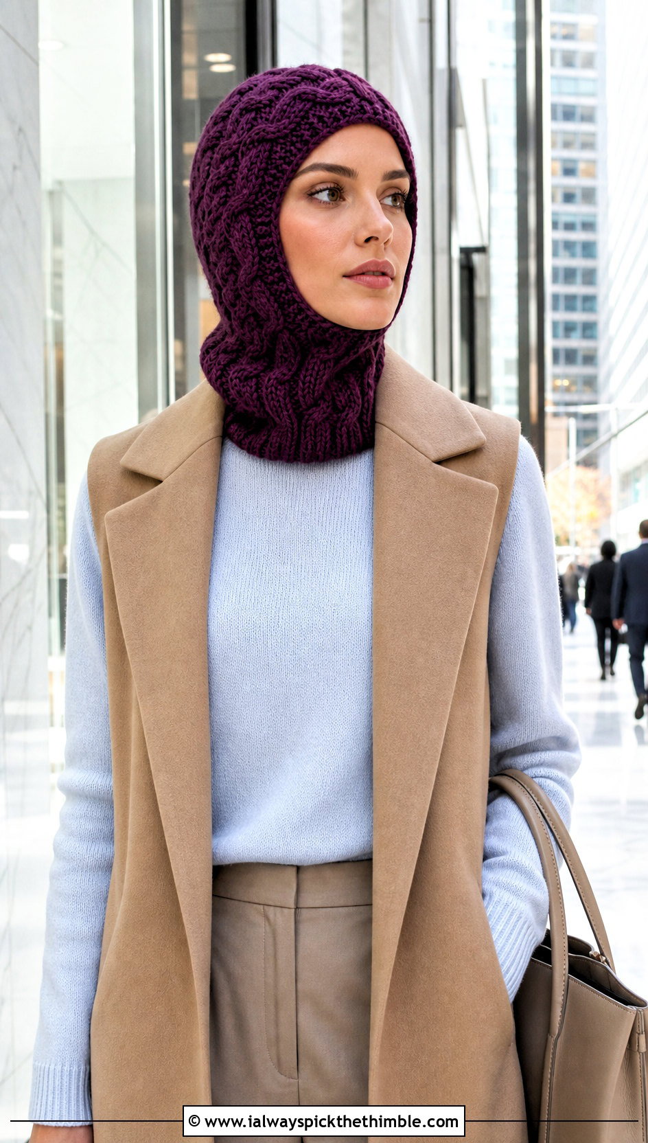 Cable Crochet Balaclava With Tailored Vest - 20 easy crochet balaclava outfit ideas