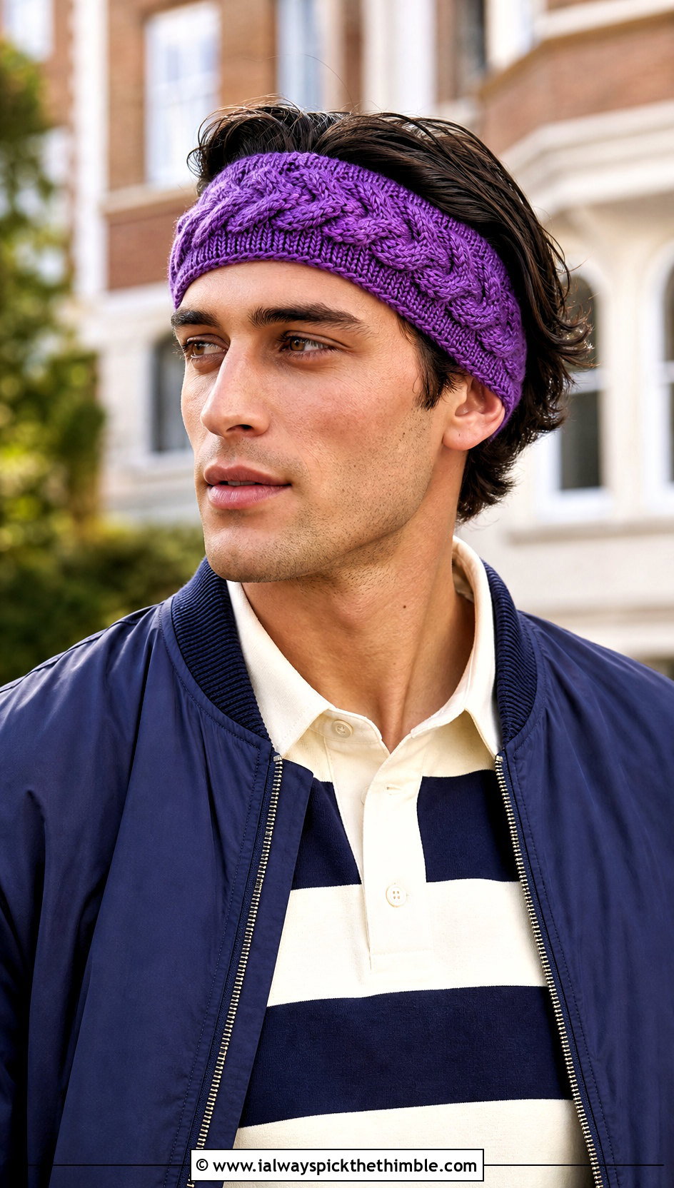 Cable Crochet Headband With Rugby Shirt - 15 Crochet Headband For Men outfit ideas