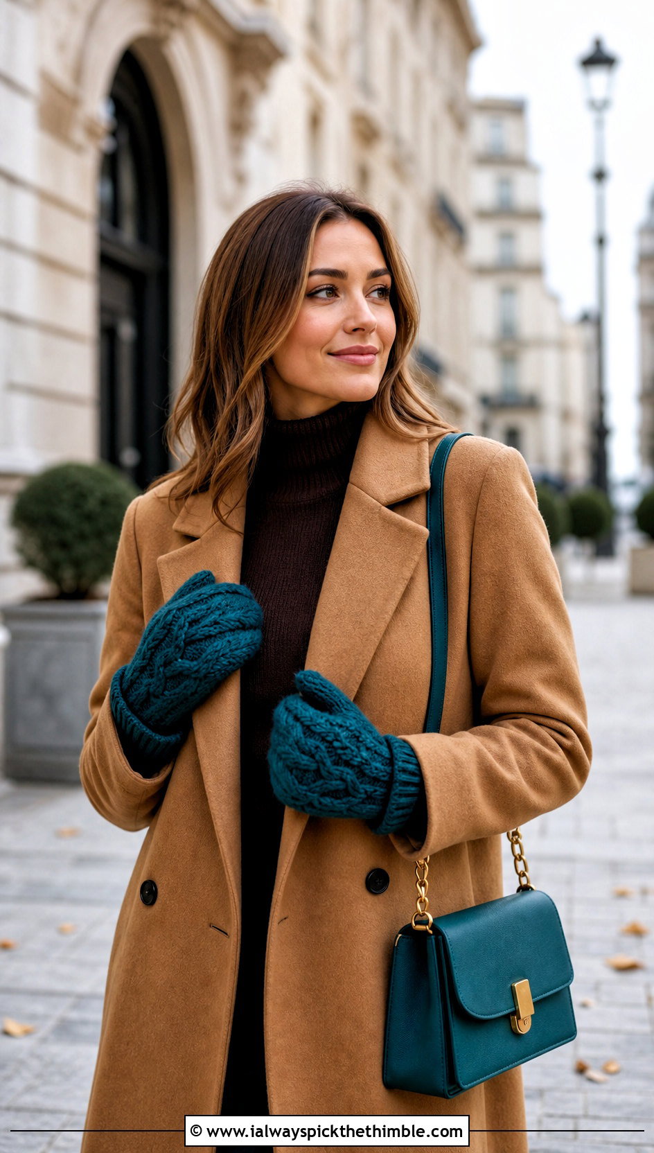 Cable Crochet Mittens With Camel Coat - 25 easy crochet mittens outfit ideas