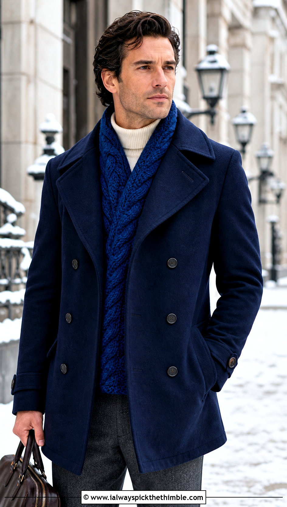 Cable Crochet Scarf With Peacoat - 20 crochet scarf ideas for men