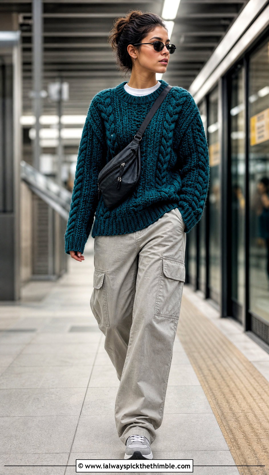 Cable Crochet Sweater With Utility Cargo Pants - 15 Crochet Projects Sweaters outfit ideas