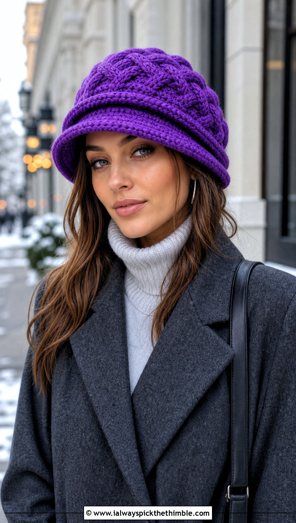 Cable Double Brim Crochet Hat With Wool Coat - 20 Double Brim Crochet Hat outfit ideas
