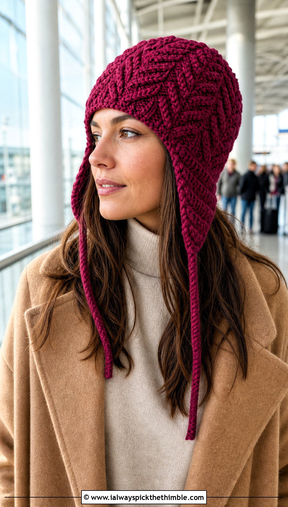 Cable Look Crochet Ear Flap Hat With Knit Set - 20 crochet adult ear flap hat outfit ideas