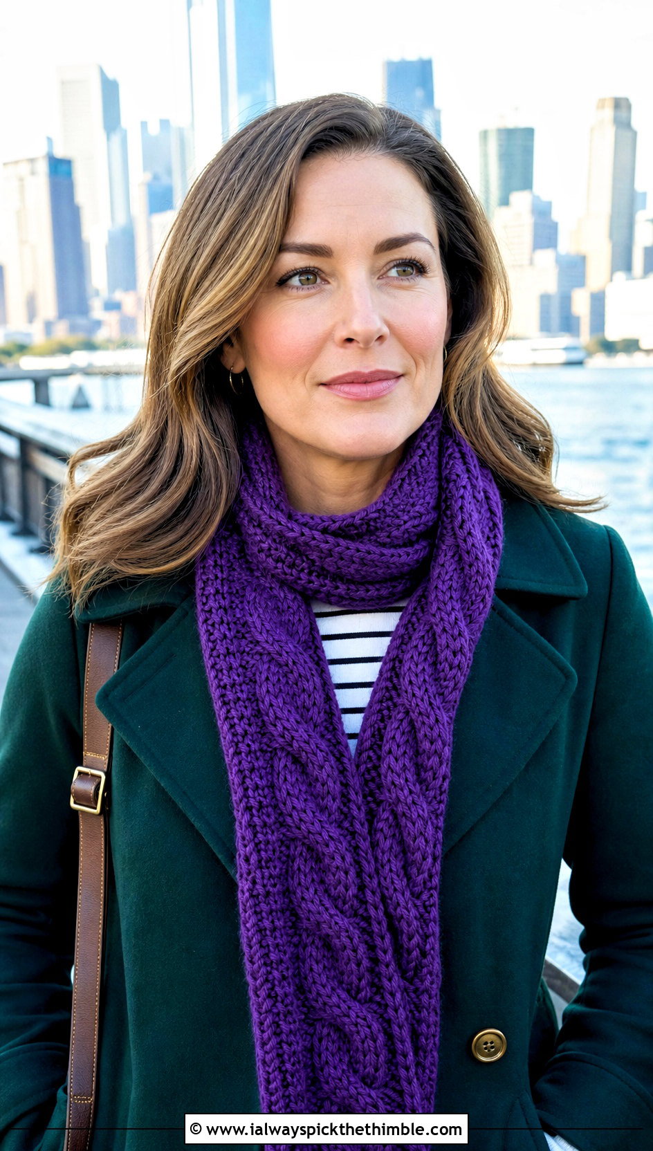 Cable Look Crochet Scarf With Peacoat - 20 Crochet Scarf Worsted Weight Yarn outfit ideas