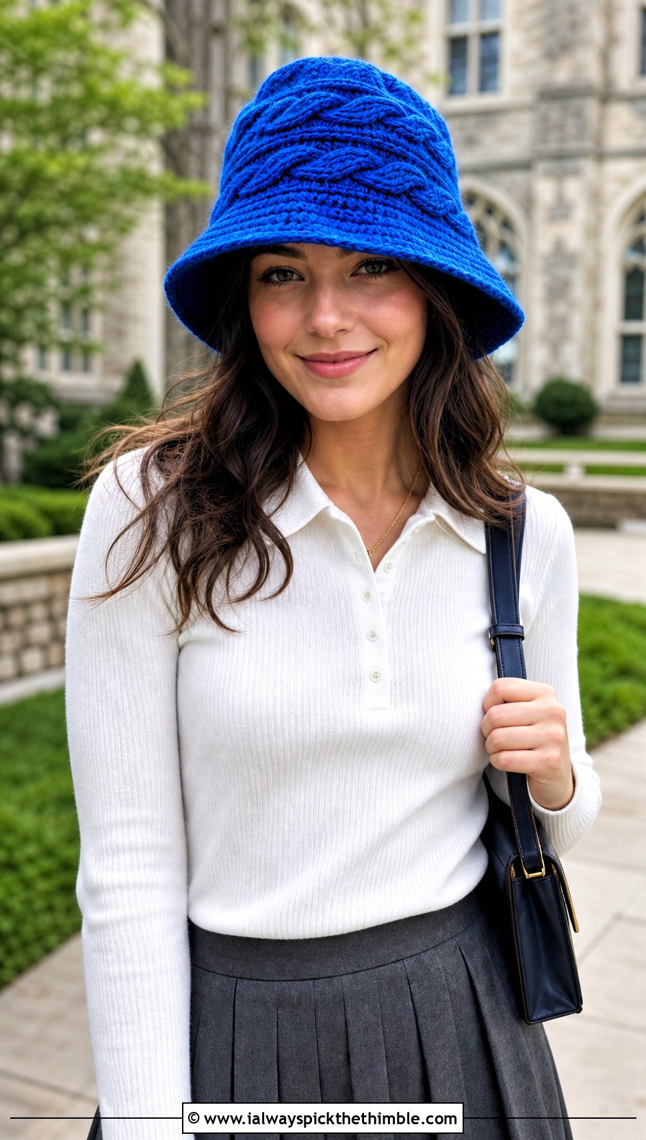 Cable Stitch Chunky Crochet Bucket Hat With Pleated Skirt - 20 Chunky Crochet Bucket Hat outfit ideas