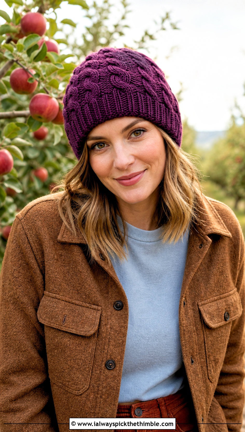 Cable Stitch Crochet Beanie With Shacket And Corduroy Pants - 25 cute crochet hat ideas