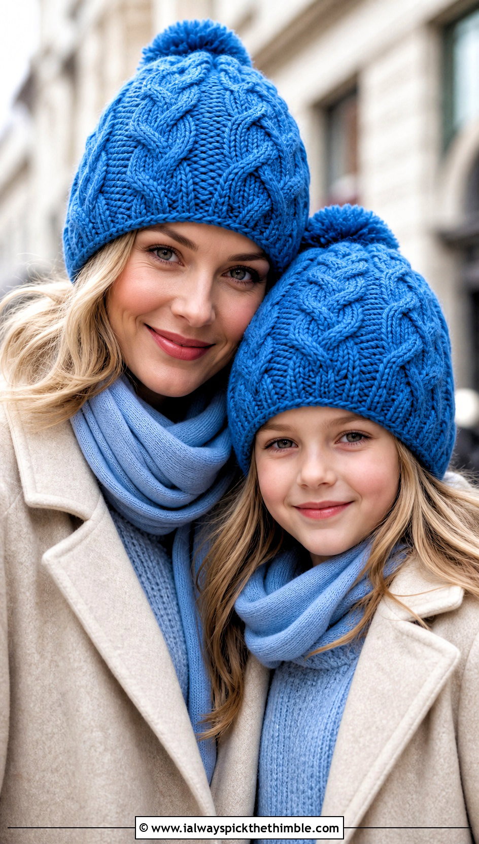 Cable Stitch Crochet Hat With Wool Coats - 20 Mommy And Me Crochet Hats outfit ideas