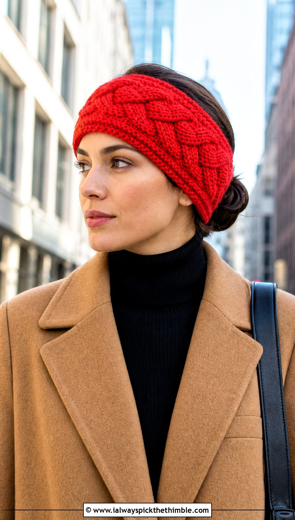 Cable Stitch Crochet Headband With Wool Coat - 25 crochet hair accessories head bands outfit ideas