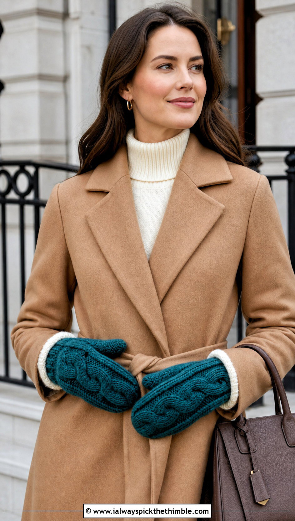 Cable Stitch Crochet Mittens With Wool Coat - 15 Crochet Mittens With Fleece Lining outfit ideas