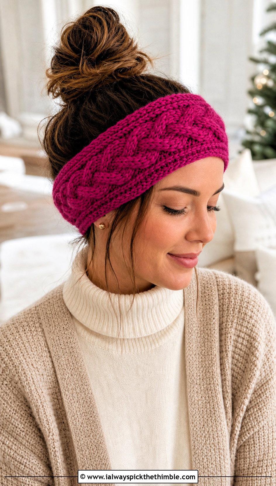 Cable Stitch Crochet Skincare Headband With Sweater And Leggings - 15 Crochet Skincare Headband outfit ideas