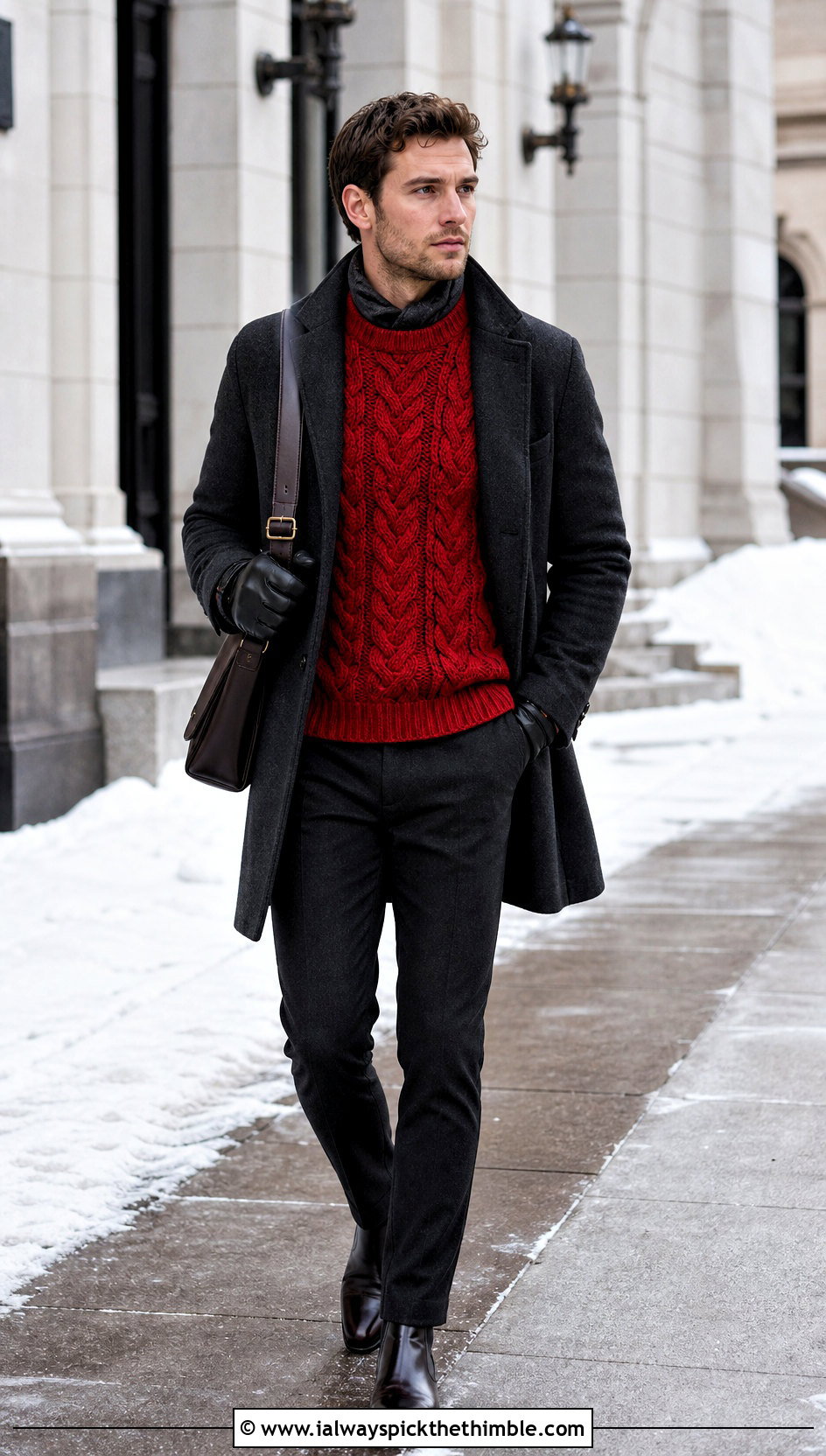 Cable Stitch Crochet Sweater With Overcoat - 20 male crochet sweater outfit ideas