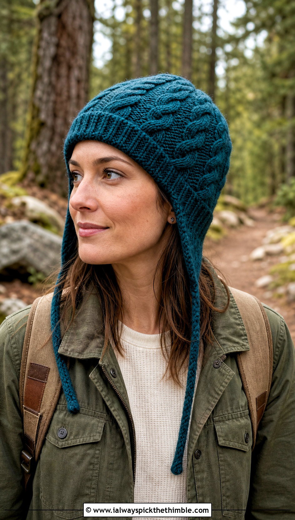 Cable Stitch Double Layer Earflap Hat With Utility Jacket - 15 Double Layer Crochet Hat outfit ideas