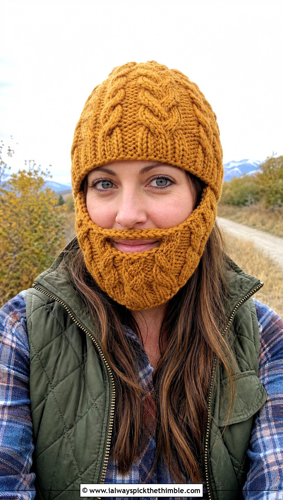Cable Texture Beard Crochet Hat With Quilted Vest - 20 Beard Crochet Hat outfit ideas