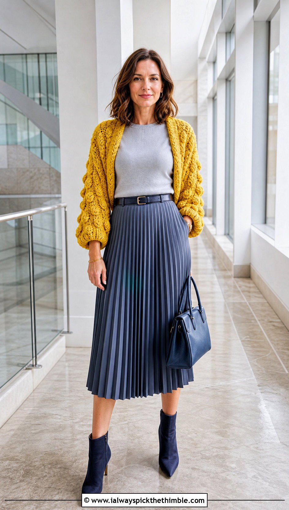 Cable Texture Chunky Crochet Shrug With Pleated Skirt - 20 Chunky Crochet Shrug outfit ideas