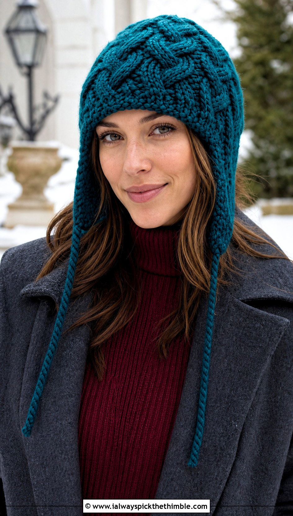 Cable Texture Crochet Beanie With Earflaps And Sweater Dress - 15 Crochet Beanie With Earflaps outfit ideas
