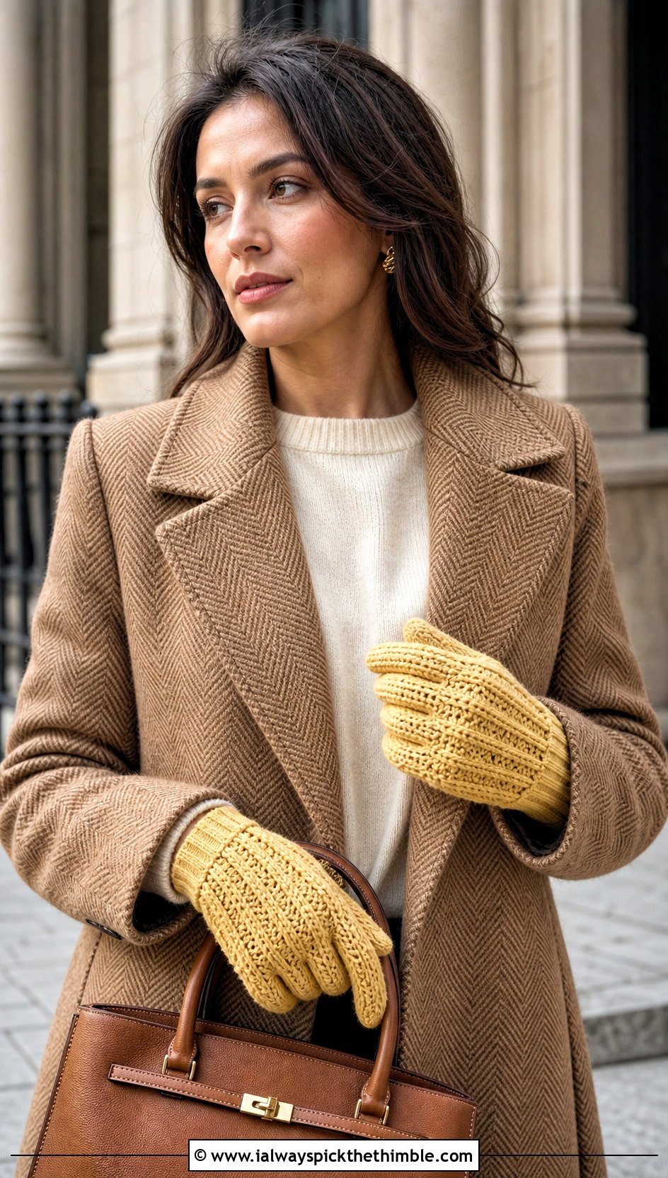 Cable Texture Crochet Gloves With Old Money Outfit - 20 crochet glove outfit ideas