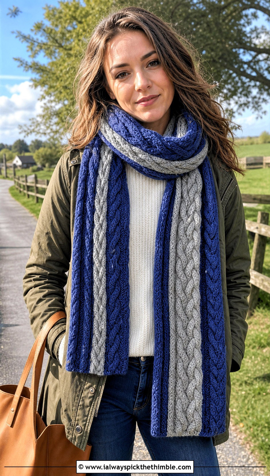 Cable Texture Crochet Ravenclaw Scarf With Barn Jacket - 25 crochet ravenclaw scarf outfit ideas