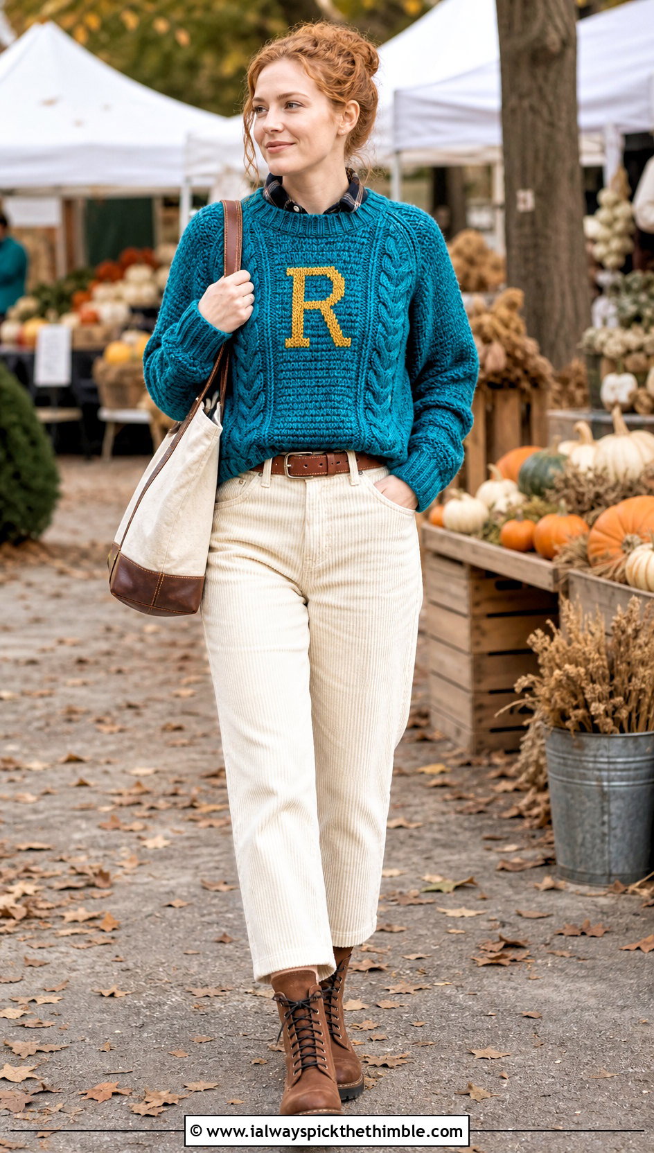 Cable Texture Crochet Ron Weasley Sweater With Corduroy Pants - 20 Crochet Ron Weasley Sweater outfit ideas