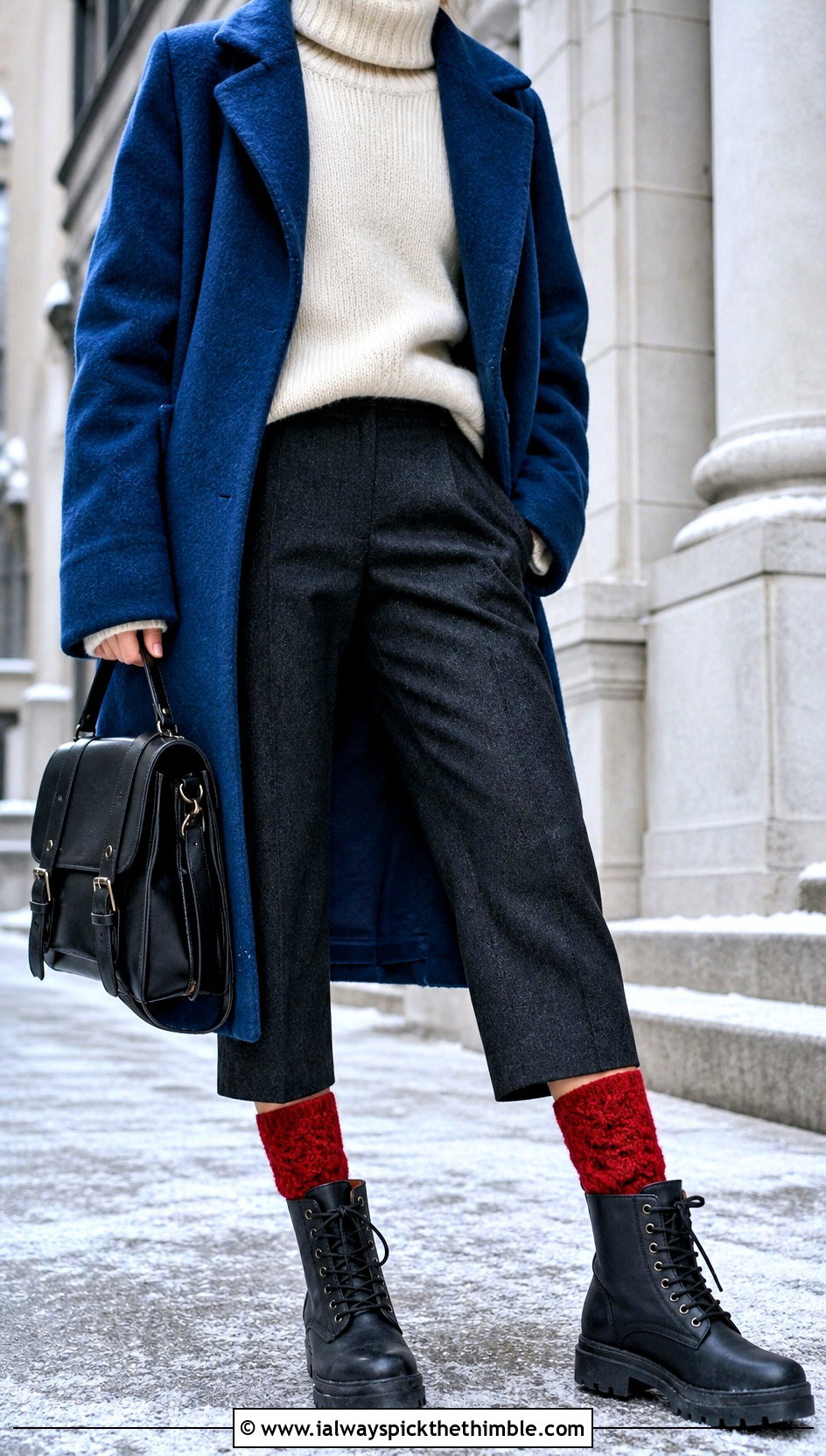 Cable Texture Crochet Socks With A Wool Coat - 25 crochet sock outfit ideas