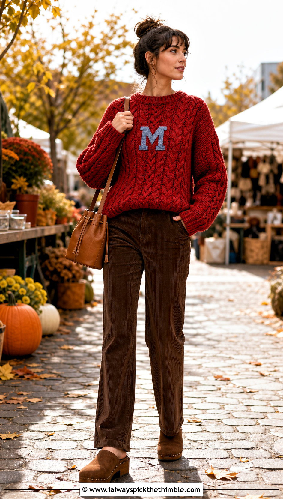 Cable Texture Crochet Weasley Sweater With Corduroy Pants - 25 crochet weasley sweater outfit ideas