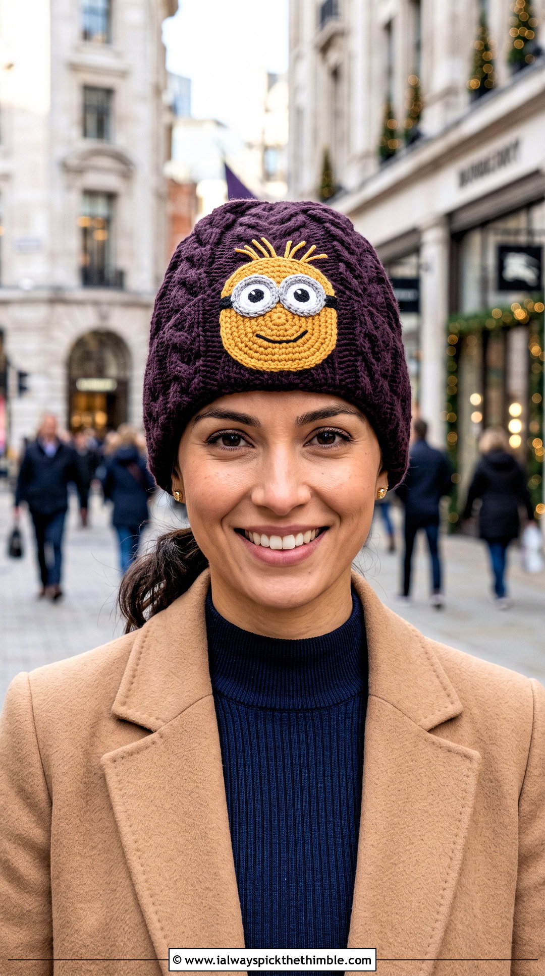 Cable Texture Minion Crochet Beanie With Wool Coat - 20 minion crochet beanie outfit ideas