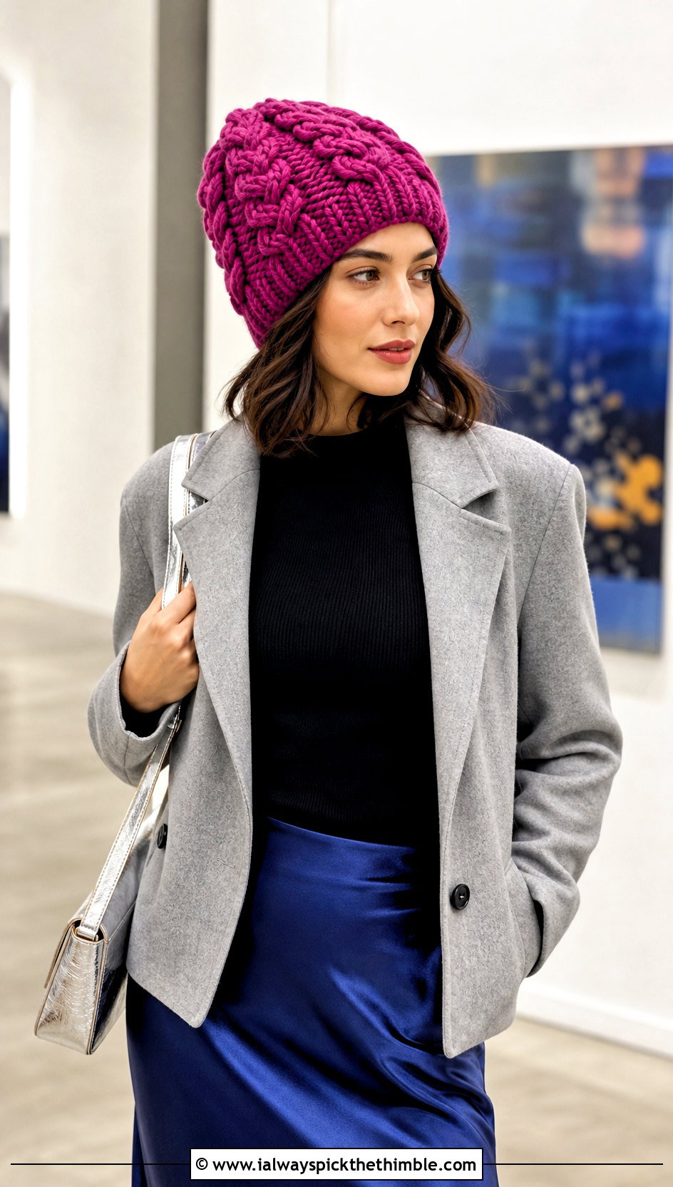 Cable Texture Super Bulky Crochet Beanie With Satin Skirt - 15 Crochet Hat With Super Bulky Yarn outfit ideas