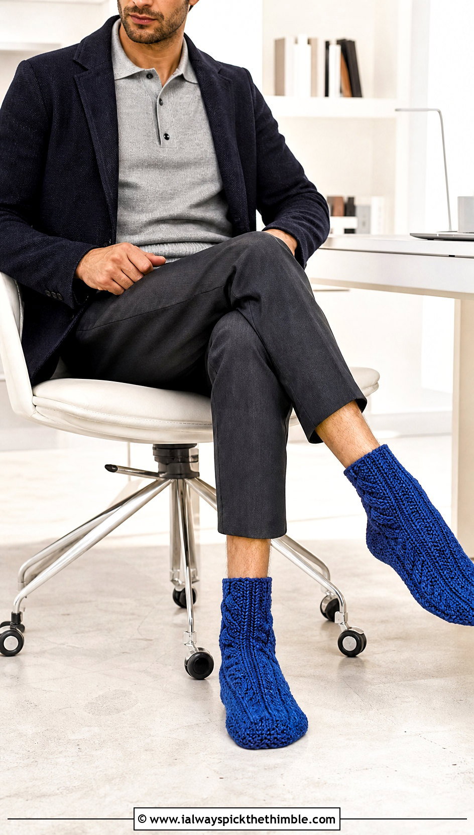 Cable Textured Crochet Bed Socks With Tailored Pants - 25 crochet bed socks outfit ideas