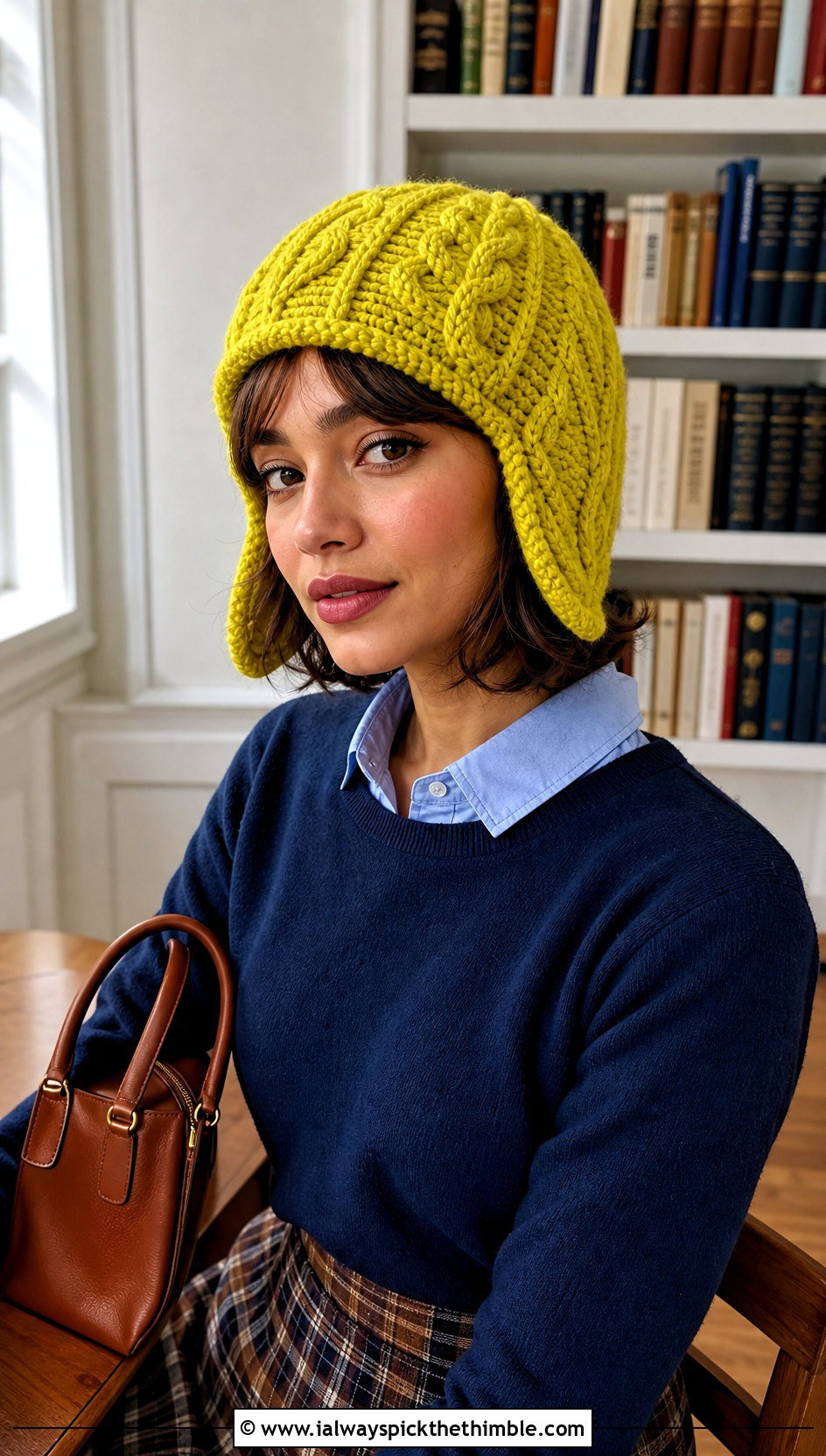 Cable Textured Crochet Trapper Hat With Preppy Outfit - 25 Crochet Trapper Hat outfit ideas