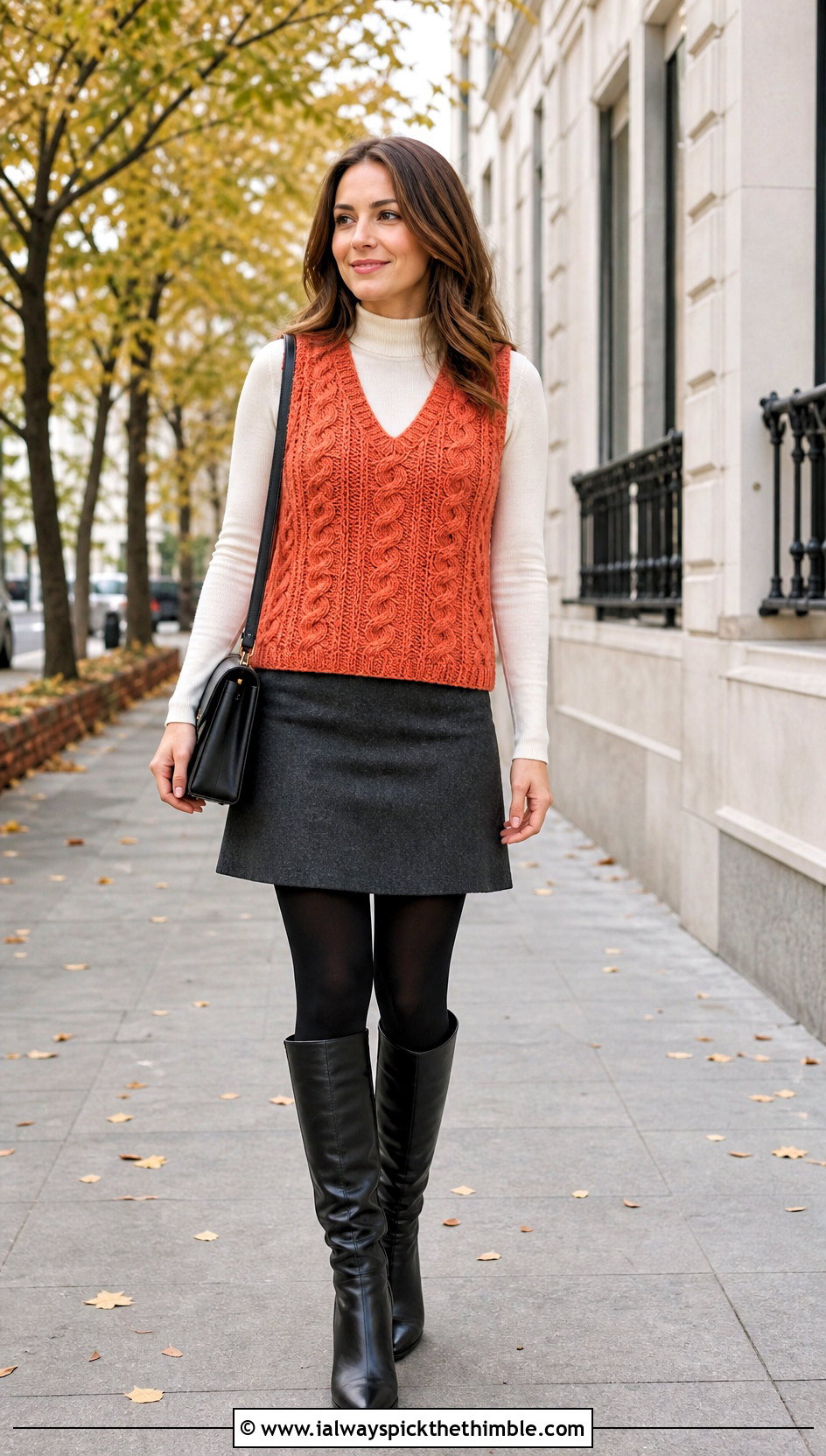 Cable Textured Crochet Vest With Mini Skirt - 25 crochet vest ideas