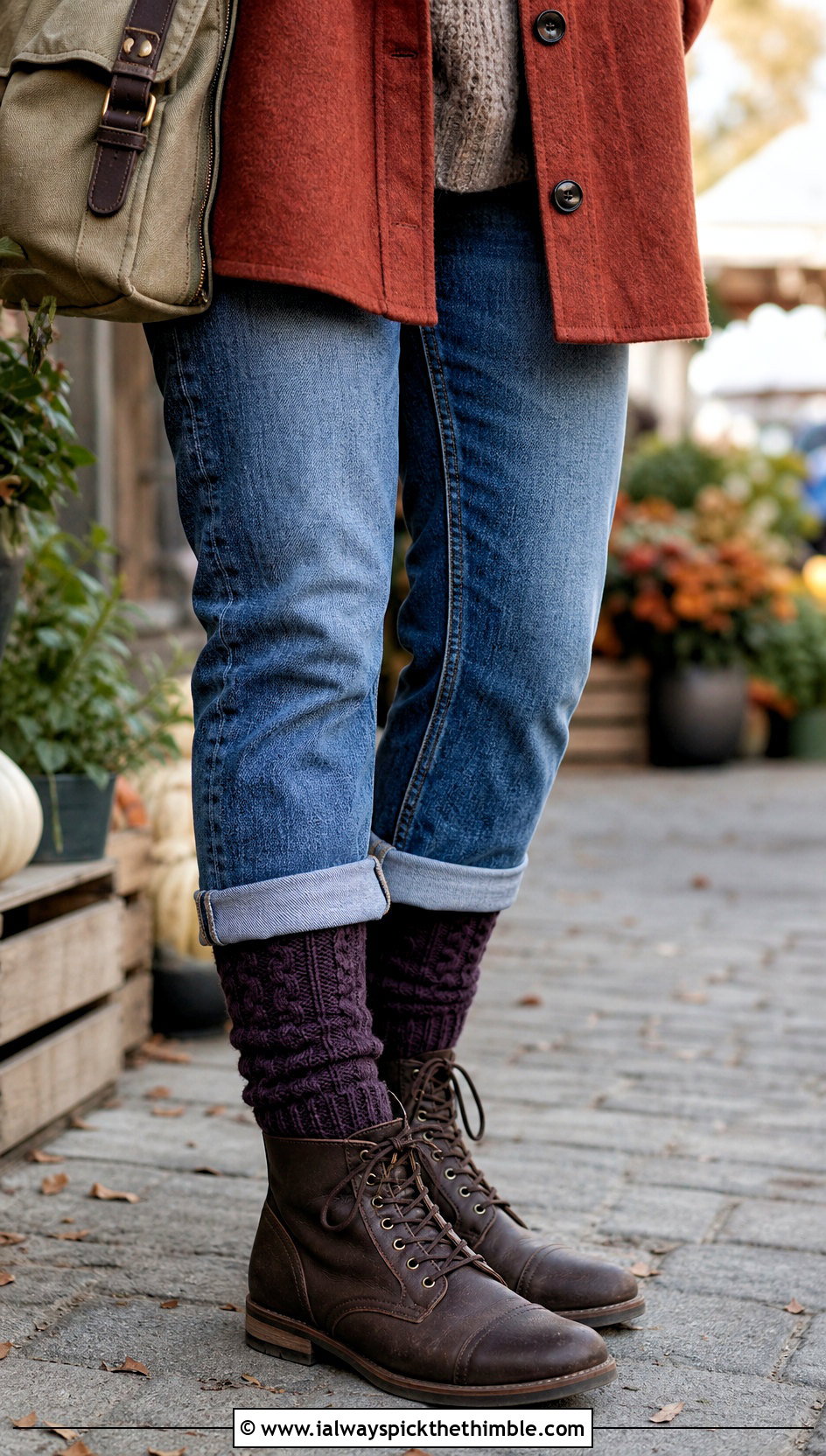 Cable Textured Wool Crochet Boot Socks With Jeans - 20 Wool Crochet Sock outfit ideas