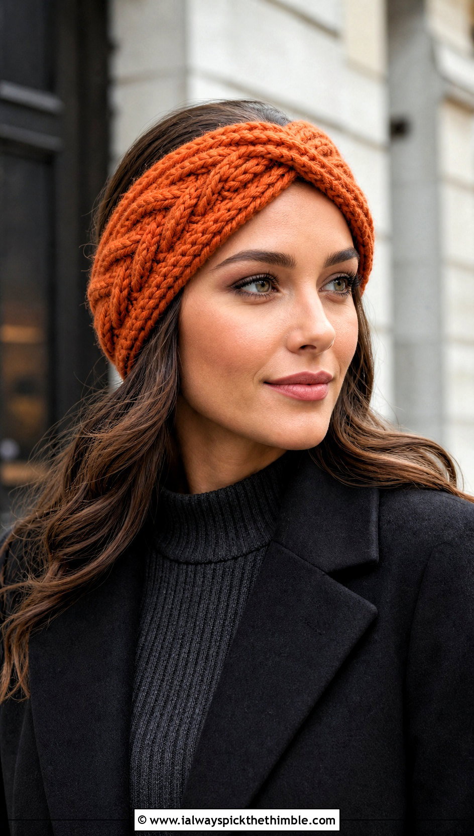 Cable Twist Ear Warmer With Sweater Dress - 20 Crochet Twist Ear Warmer outfit ideas