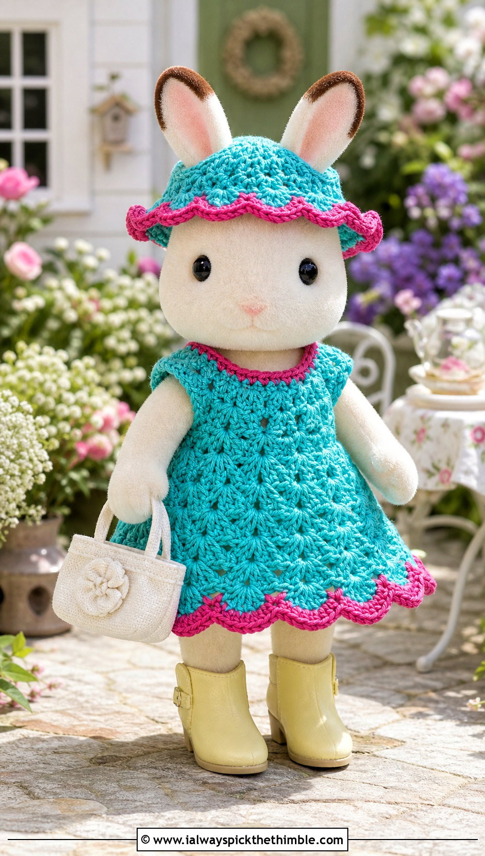 Calico Critters Crochet Dress And Ear Hole Hat Outfit - 20 Calico Critters Crochet Clothes and outfit ideas