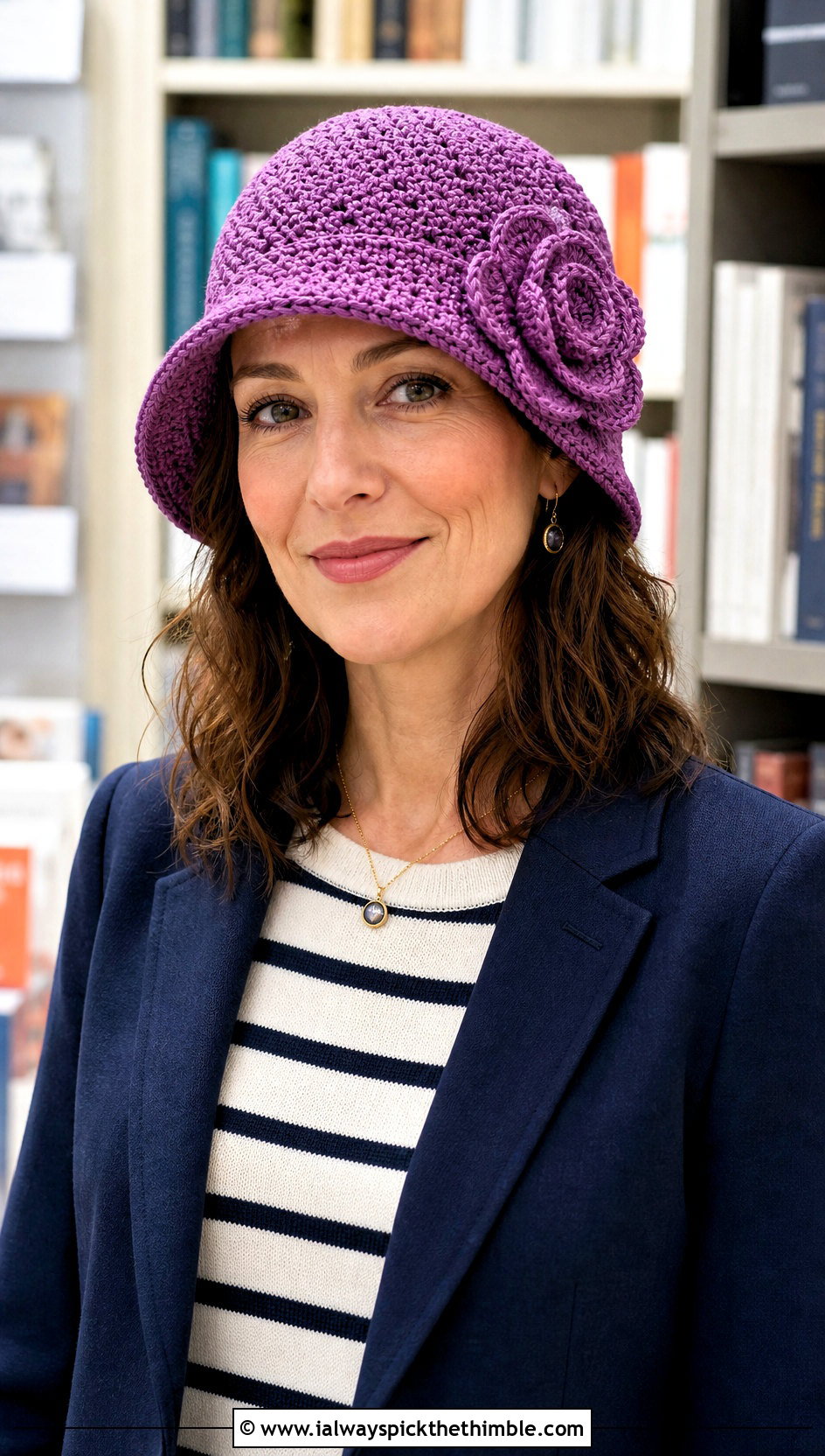 Camellia Crochet Cloche Hat With Wide Leg Jeans - 20 crochet flower hat outfit ideas