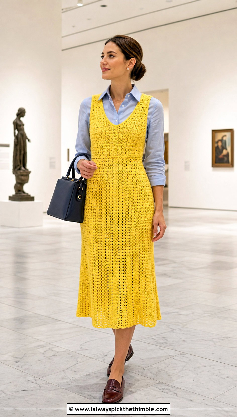 Canary Yellow Crochet Midi Dress With Loafers - 15 Doja Cat Say So Crochet Dress outfit ideas