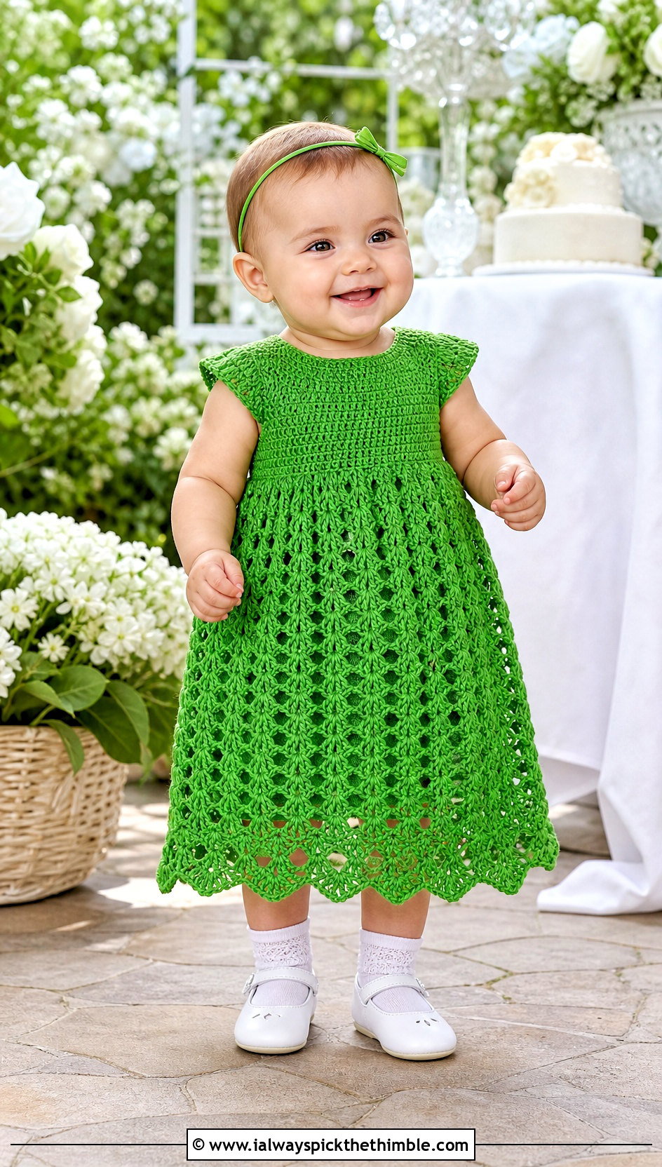Cap Sleeve Crochet Baptism Gown With Lace Socks - 15 Crochet Baptism Gown outfit ideas