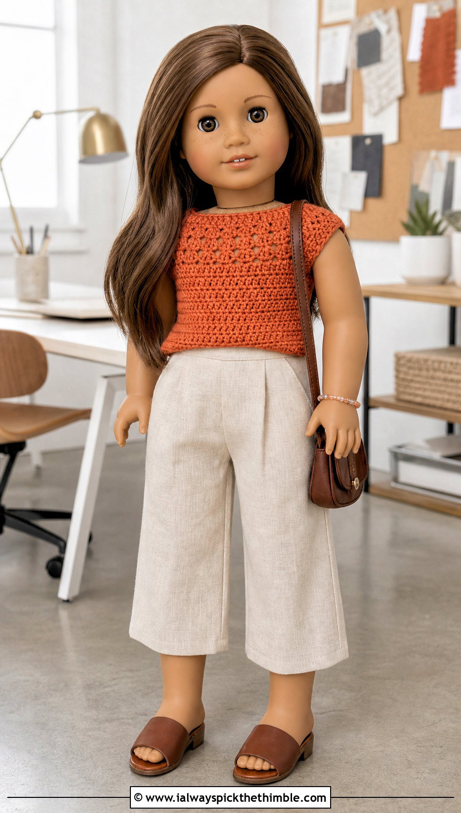 Cap Sleeve Crochet Doll Shirt With Culotte Pants - 25 crochet doll shirt outfit ideas